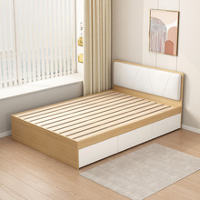 现代简约实木床架高箱榻榻米储物床小房间省空间榻榻米双人床