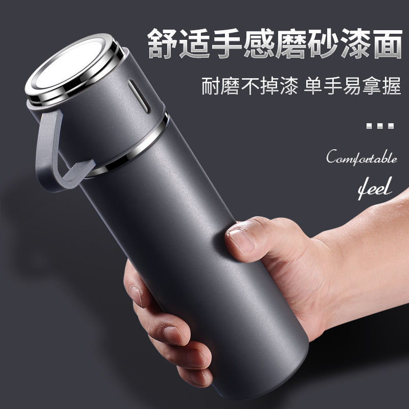 One Cup Three Lid Vacuum Cup Package Foreign Trade Popular Style Water Cup Business Gift Wholesale Company Advertising Silk Screen Logo