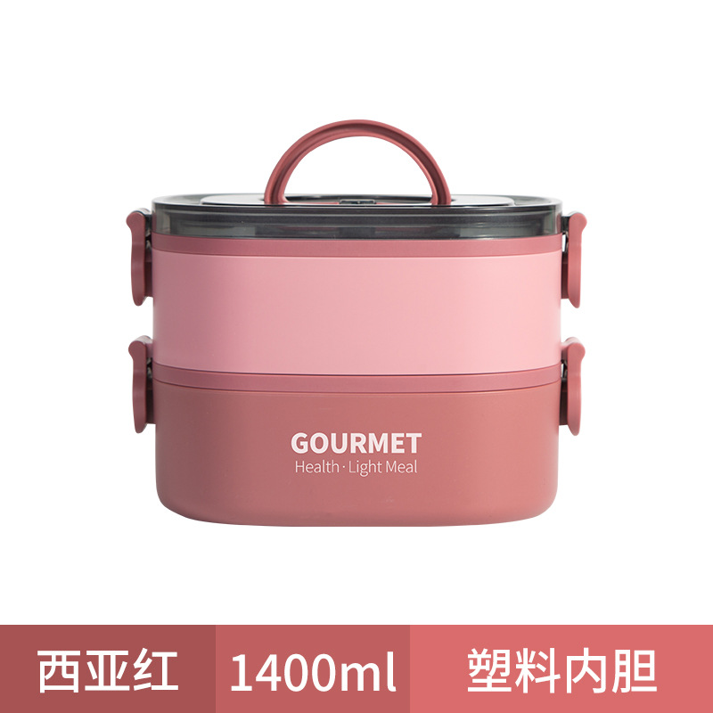 Plastic Lunch Box Multi-Layer Microwaveable Heating Lunch Box Office Worker with Tableware Sealed to-Go Box Lunch Box Cross-Border