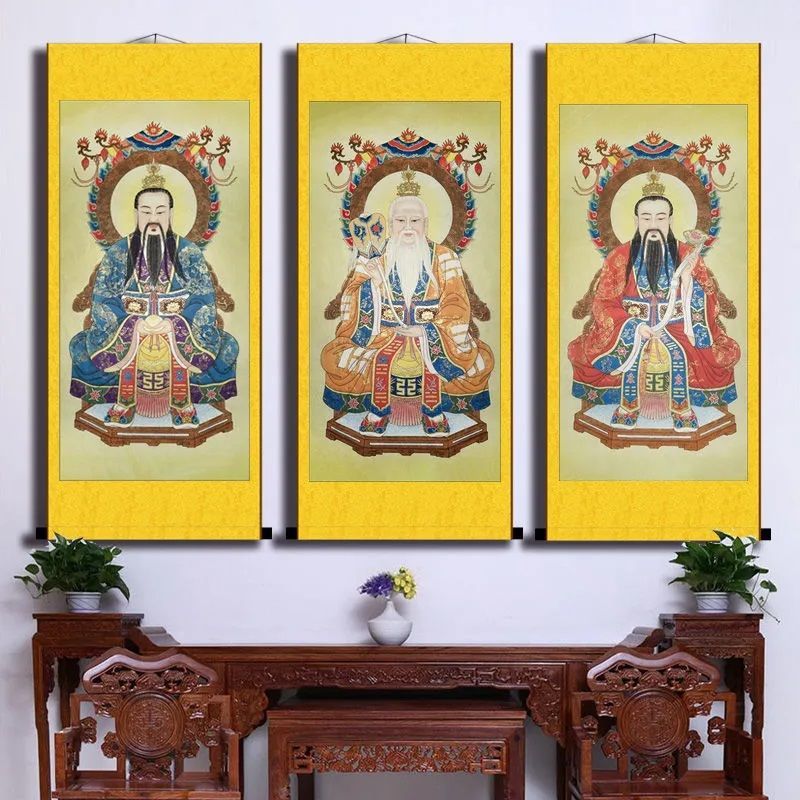 新品道教神像三清祖师画像道场用品居家供奉高清丝绸卷轴挂画包邮