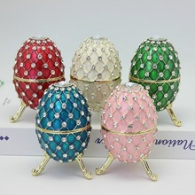 跨境货源俄罗斯彩蛋珠宝盒珐琅彩复活节鸡蛋首饰盒创意家居摆件