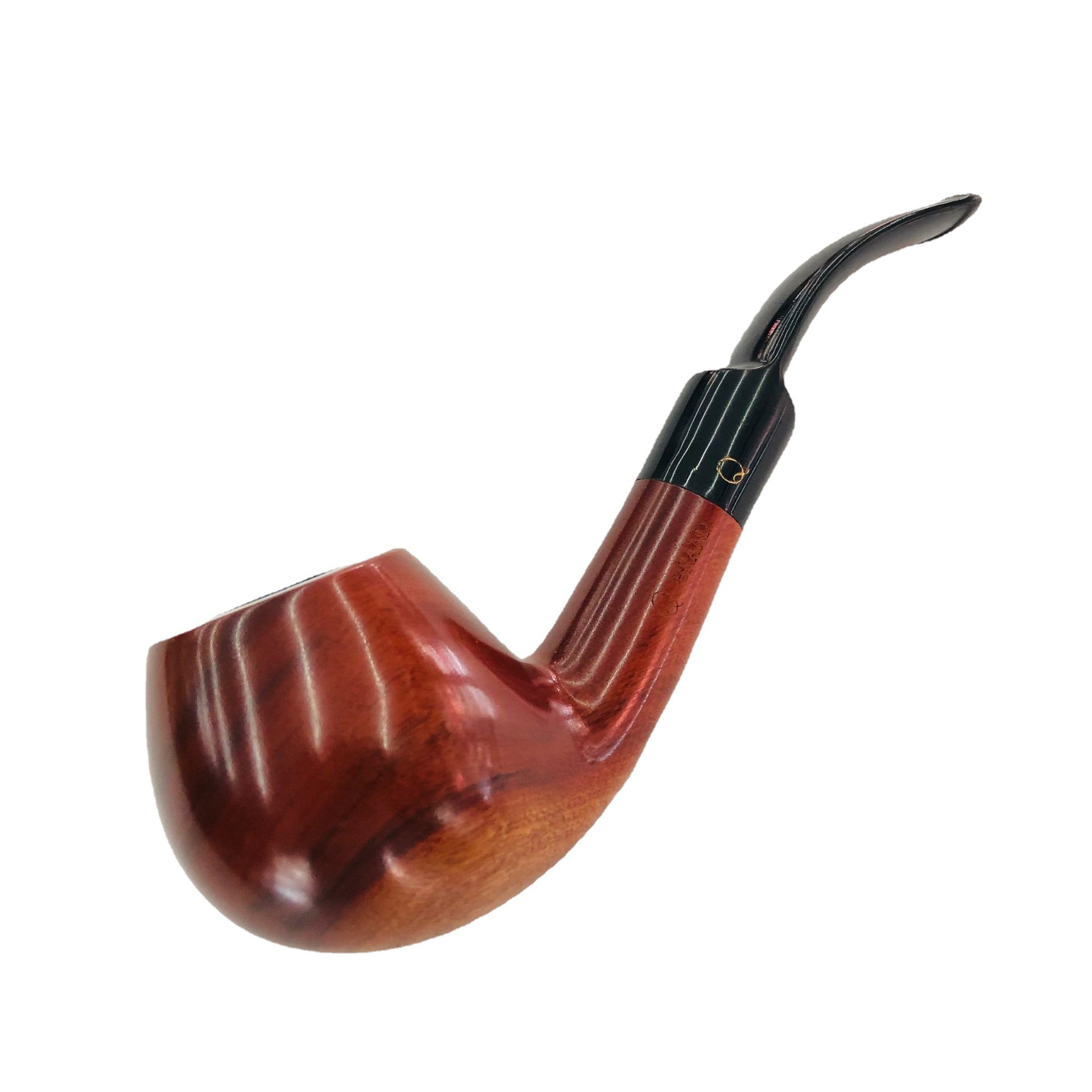 三森实木烟斗s1014红木抛光不上漆9mm碳芯过滤烟道花梨木烟斗