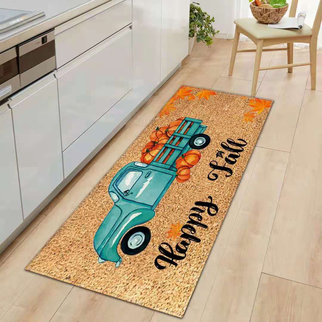 Cross-Border New Arrival Letter Faceless Doll Thanksgiving Doormat Kitchen Anti-Slip Absorbent Floor Mat Living Room Carpet