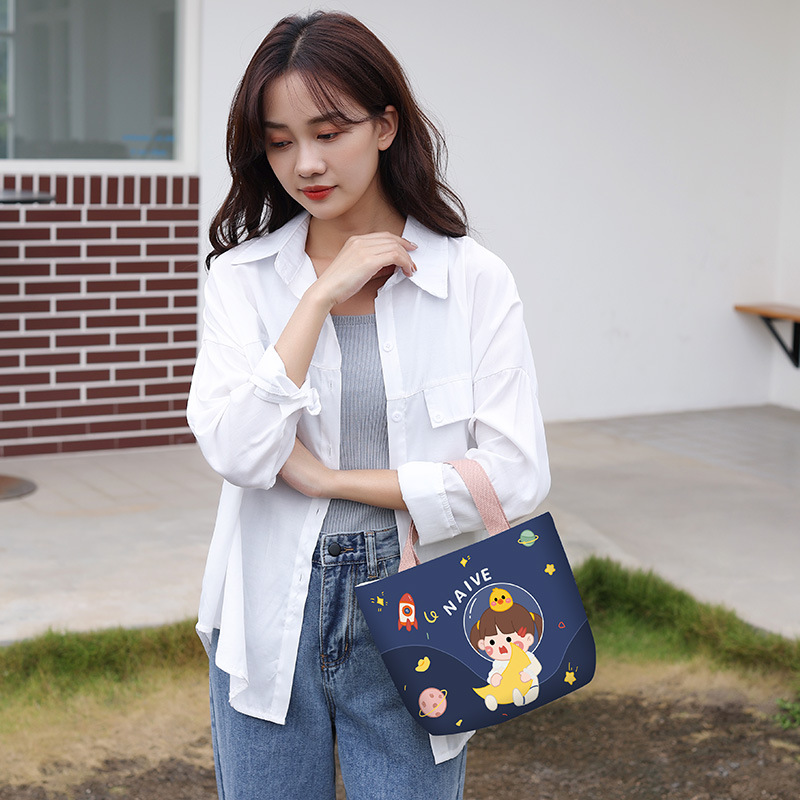 Fashion Canvas Handbag Cartoon Lunch Bag Student Bento Bag Wholesale