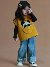 童装新款儿童针织马甲可爱春秋装新款韩版卡通提花男女童毛衣背心
