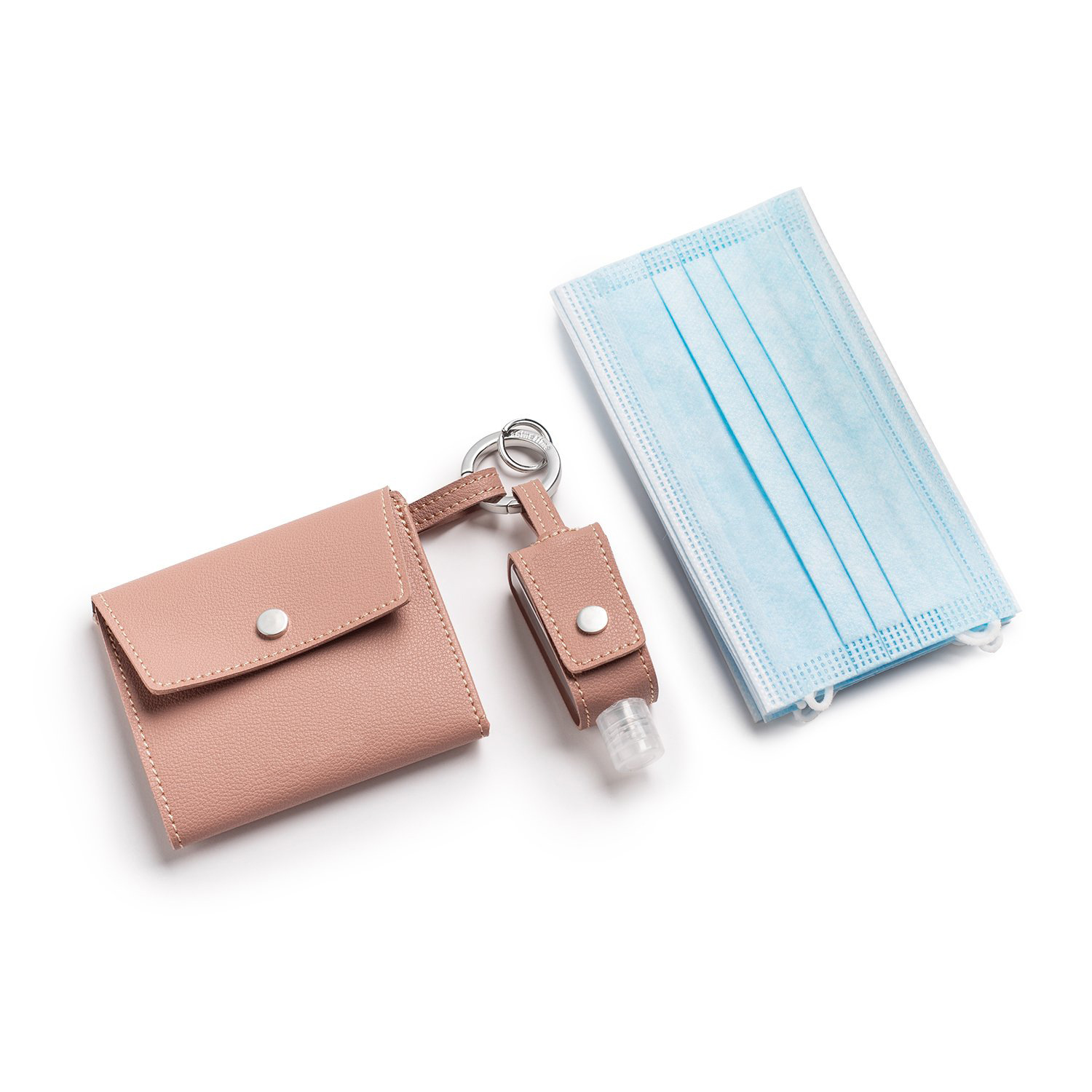 日韩热销皮革口罩包 洗手液皮套钥匙扣 口罩夹酒精消毒液收纳包