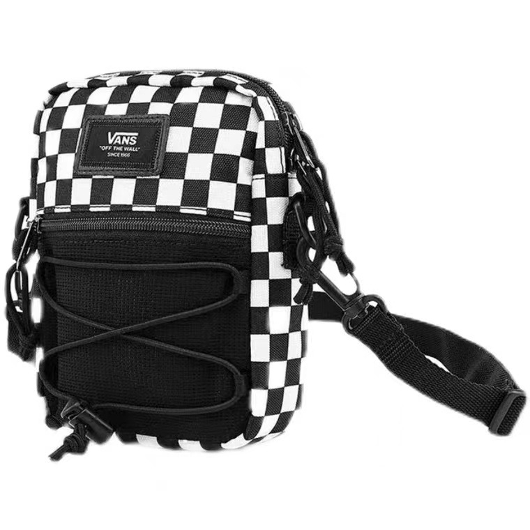 万斯斜挎包挎包手机包休闲潮流黑白格黑格子迷彩黑色