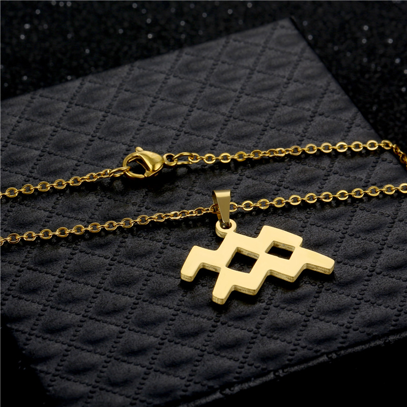 Cross-Border Aquarian Necklace and Earrings Suite Women's Fashion Personalized Cold Style Jewelry Set Stainless Steel Charm