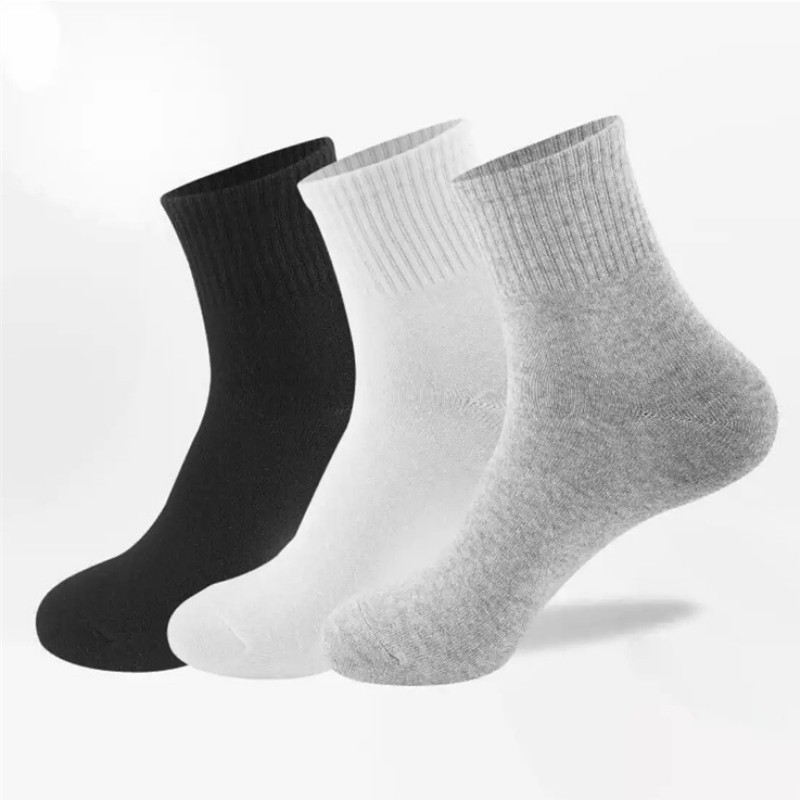 Black, White and Gray Mid-Calf Socks Men's Solid Color Street Vendor Stocks Wholesale Bathroom Trampoline Disposable Socks Outdoor Room Socks