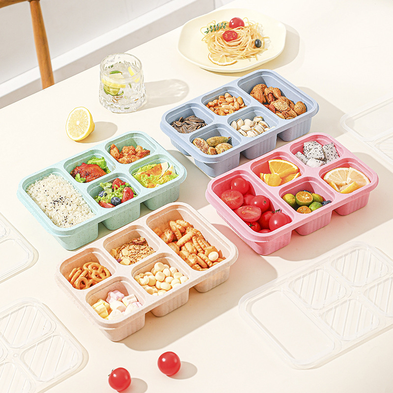 饭盒上班族密封带饭餐盒学生五分隔带盖保鲜盒便当盒零食分餐盘