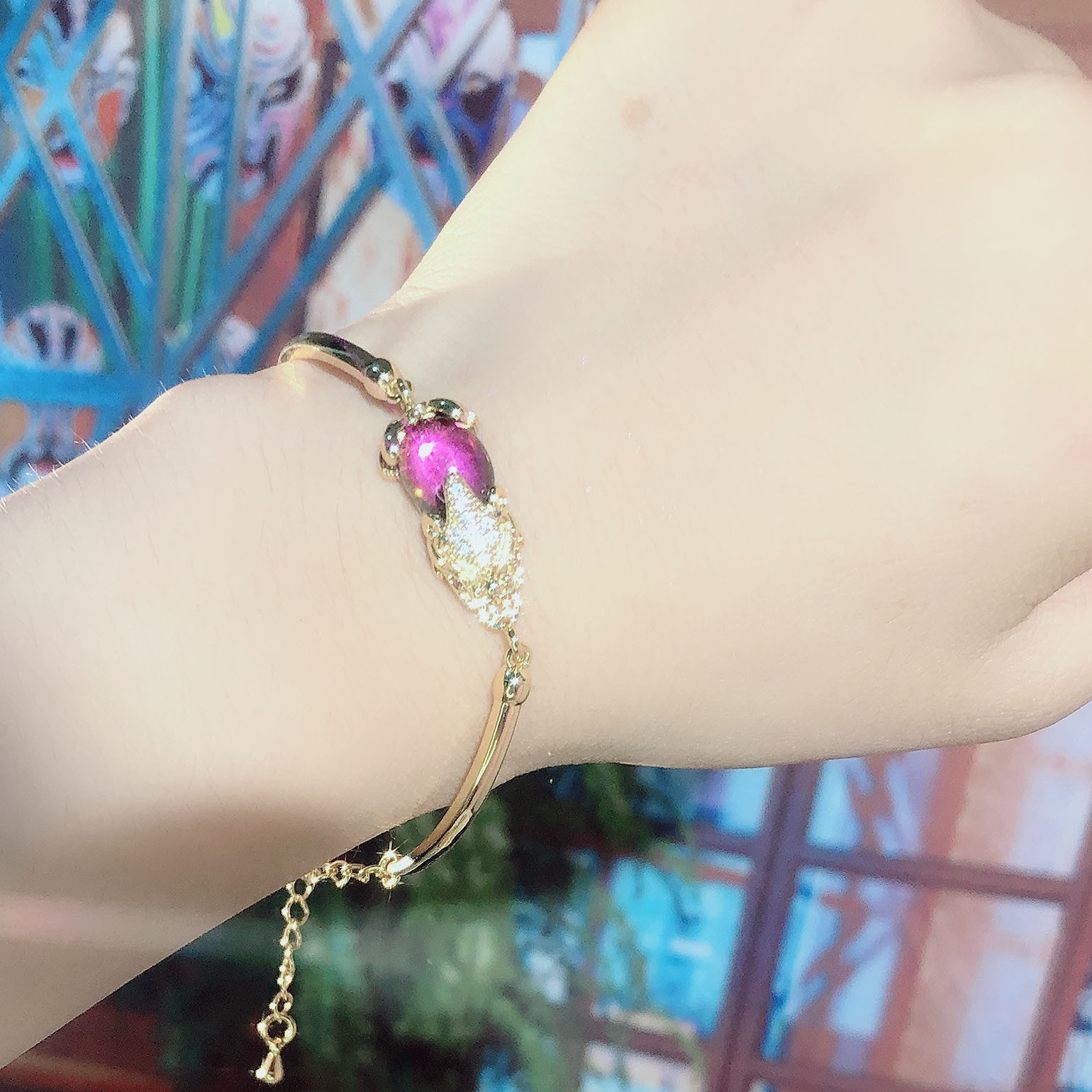 8成交2018个14k真金电镀新款感温变色石小狐狸首饰时尚手链女时尚手饰