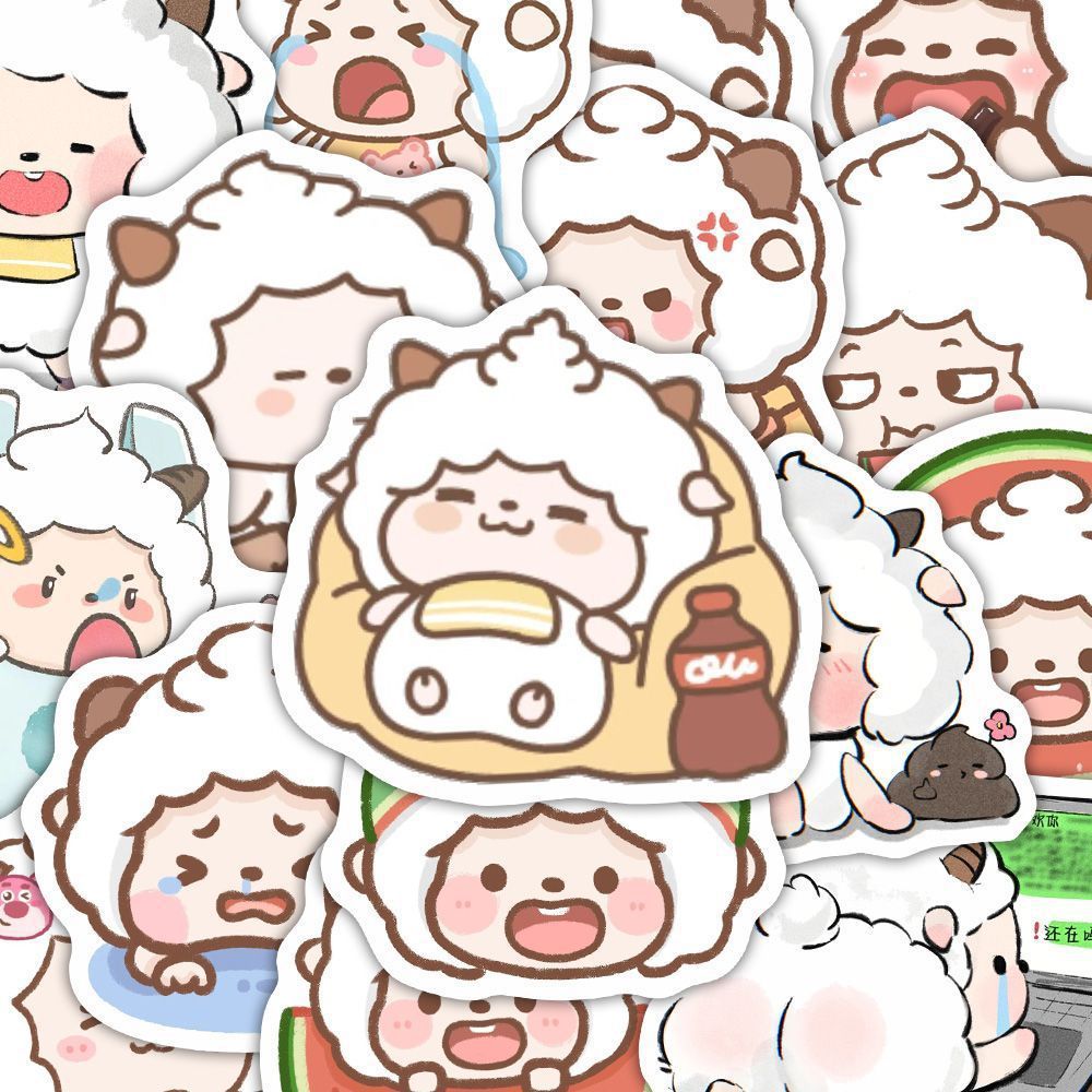116张q版小羊贴纸新品创意可爱自粘手机壳ipad平板电脑笔记本装饰