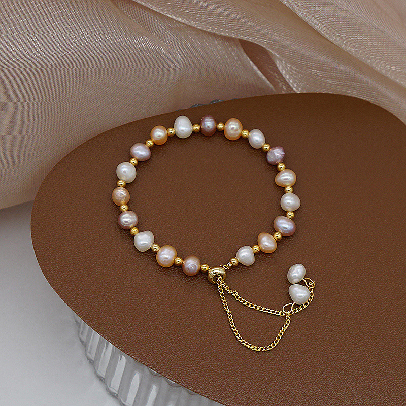 Exquisite Freshwater Pearl Jade Bracelet Women's Fashionable Simple Elegant Bracelet Pull-out Bracelet Simple and Compact Bracelet