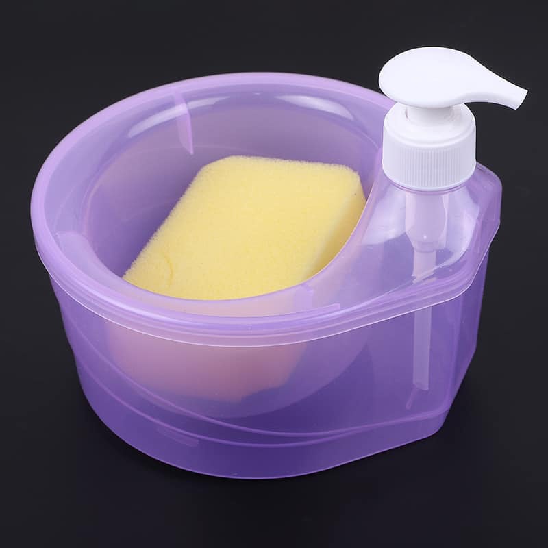 Cross-Border Kitchen Cleaning Kitchen Detergent Sponge Dispenser Press Automatic Soap Dispenser Dish Brush Combination