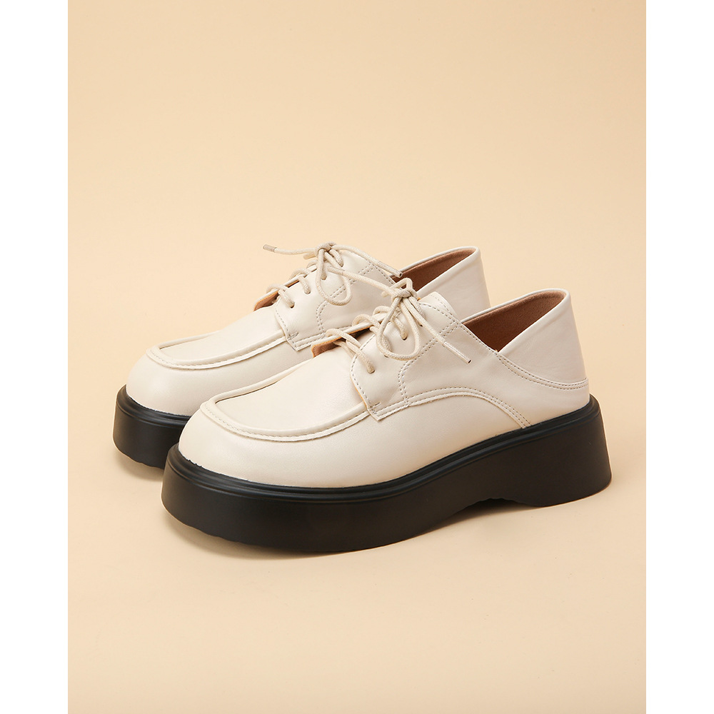 2023年百搭小皮鞋女松糕黑色厚底新款学院复古英伦风日系jk单鞋子