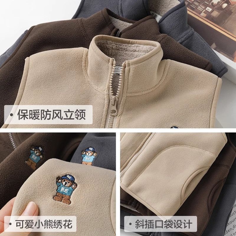 男童毛毛加绒马甲奥利绒背心冬装秋冬童装宝宝儿童冬季中小童外套