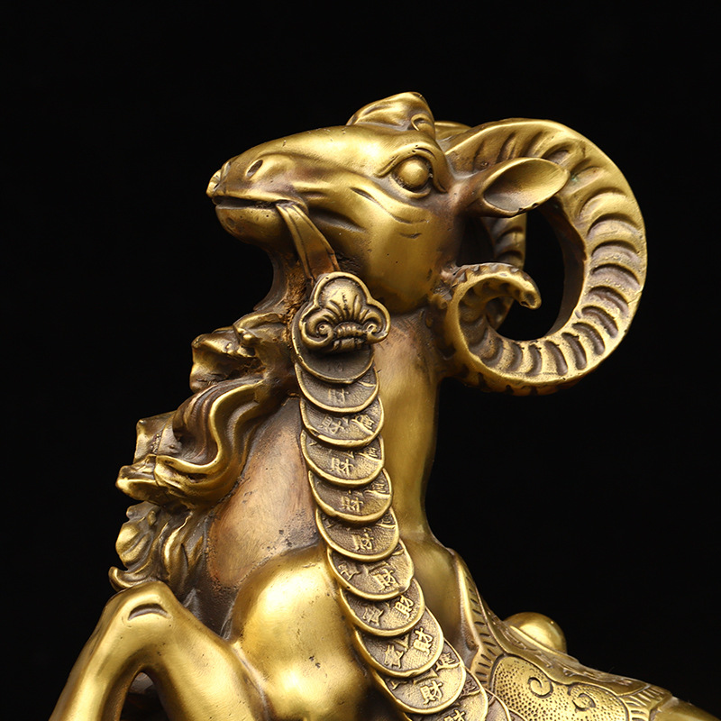 铜羊摆件纯铜生肖羊名扬富贵领头羊金钱羊大号家居办公室桌装饰品