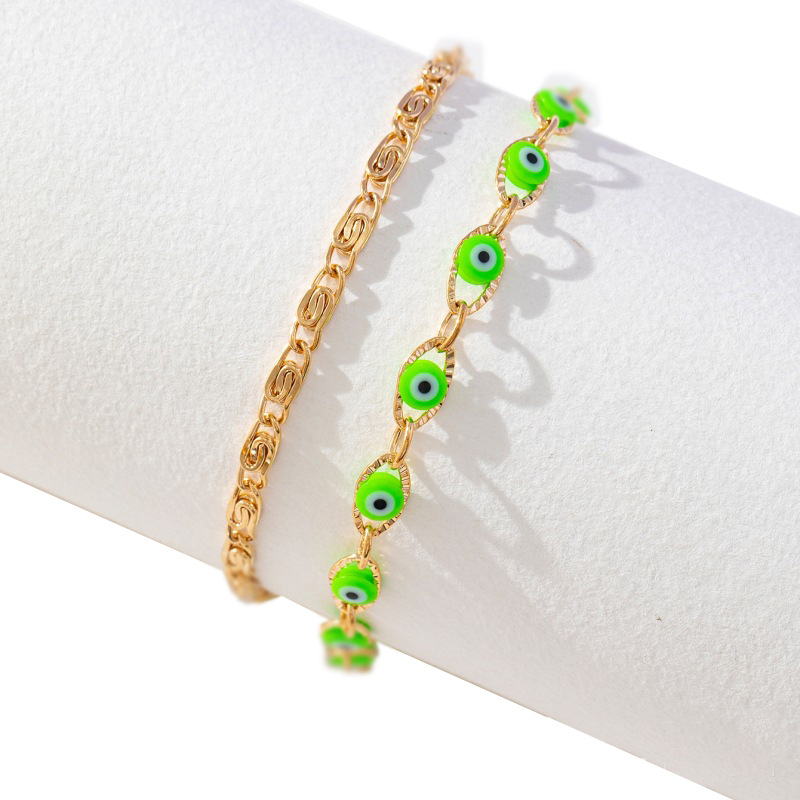 European and American Turkish Devil's Eye Bracelet 5.0 Green Eye * 19cm Special-Interest Design Bracelet Chain Wholesale