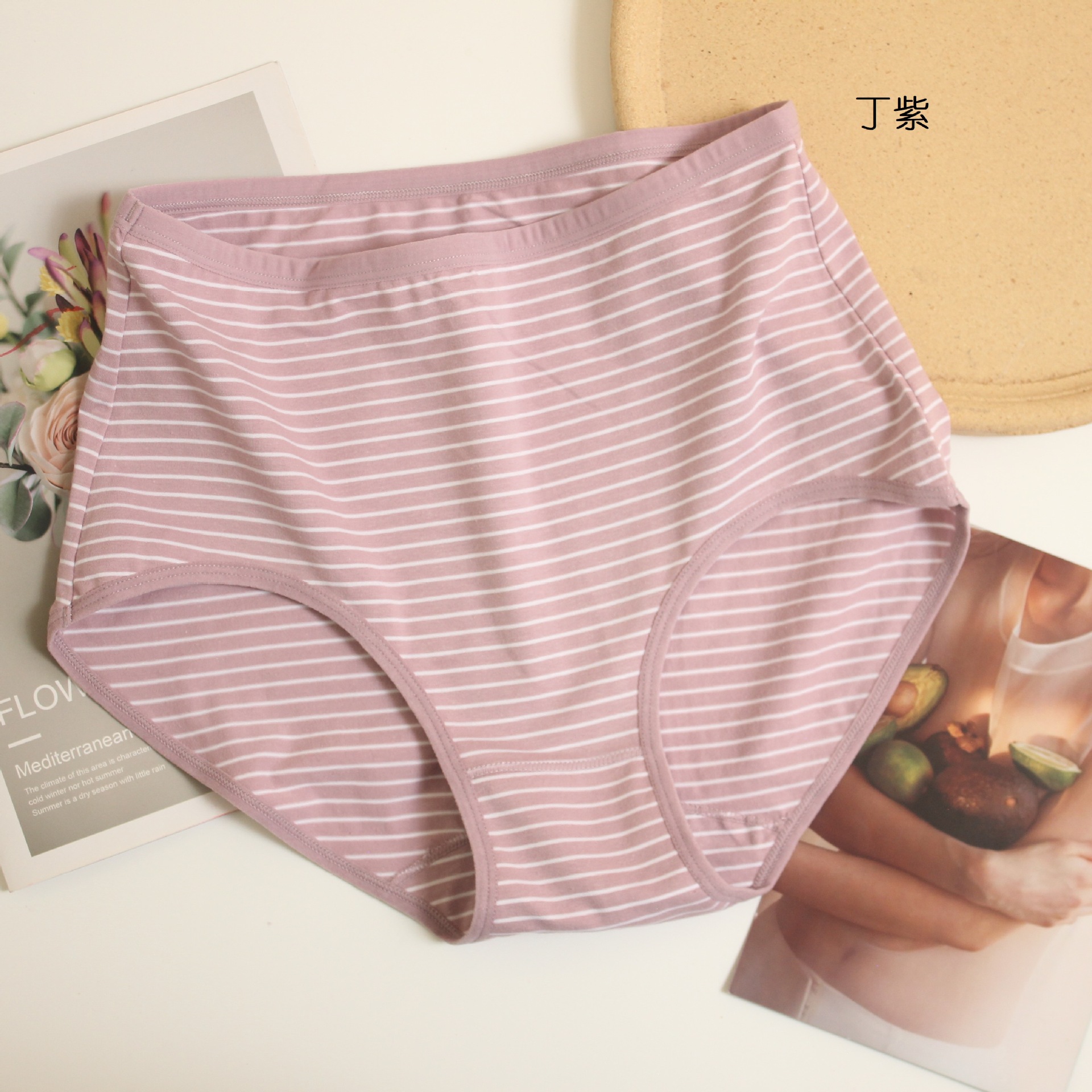 基础款纯棉质条纹女士内裤加大码中老年人舒适三角裤女厂家批发
