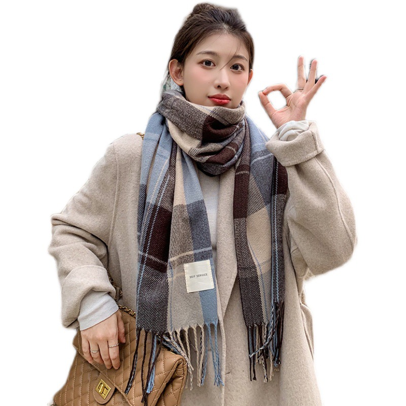 Women's Scarf Winter 2023 New Artificial Cashmere Scarf Japanese and Korean Sweet Student Scarf Warm Thick Tassel Shawl