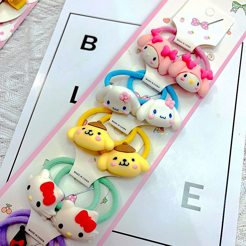 No Hurt Hair Cute Cat Cinnamoroll Babycinnamoroll Melody Clow M Small Rubber Band Side Clip Pink Cartoon Cartoon Children's Hair Accessories