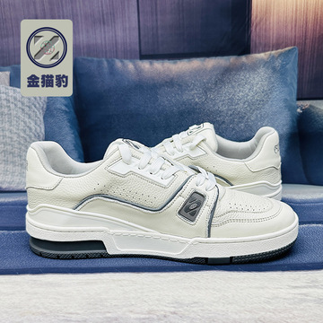 欧美白水泥休闲板鞋秋冬季高颜值奢侈品真皮厚底低帮商务驴家男鞋