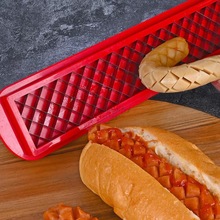 跨境新款HOT DOG SLICER烧烤工具热狗切香肠火腿切割器切纹热狗刀