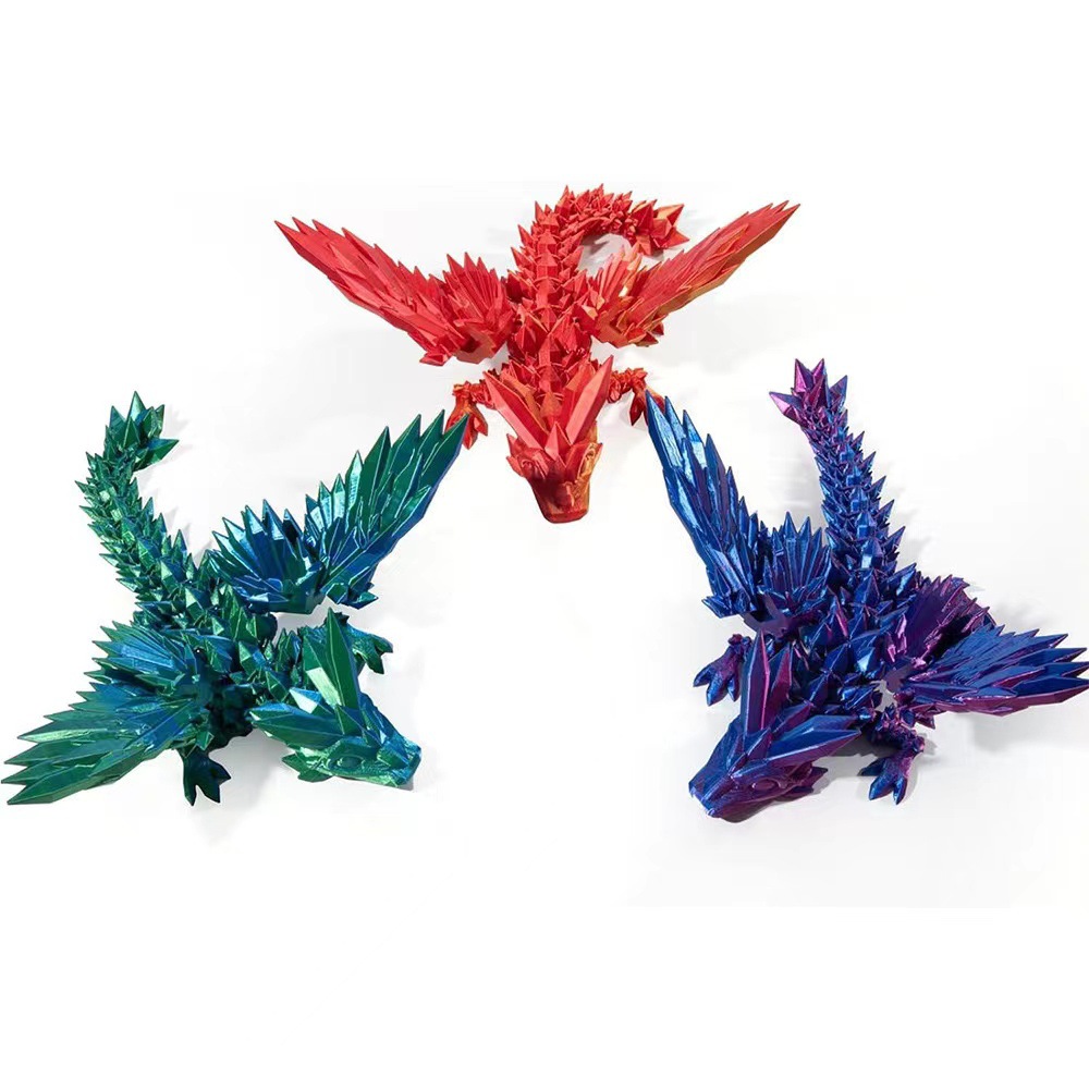 3d打印水晶飞龙翅膀关节可活动神龙摆件手办礼物玩具跨境爆款