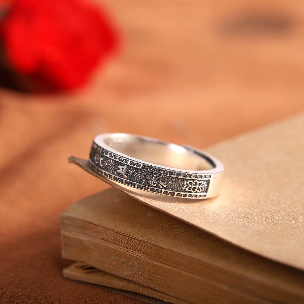 银佳银饰 足银990 藏式民族风红珊瑚开口戒时尚潮流 精品一件代发