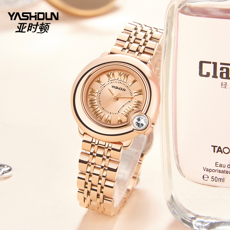 yashidun watch women‘s fashionable elegant women‘s watch quartz watch waterproof solid steel strap women‘s watch wholesale delivery