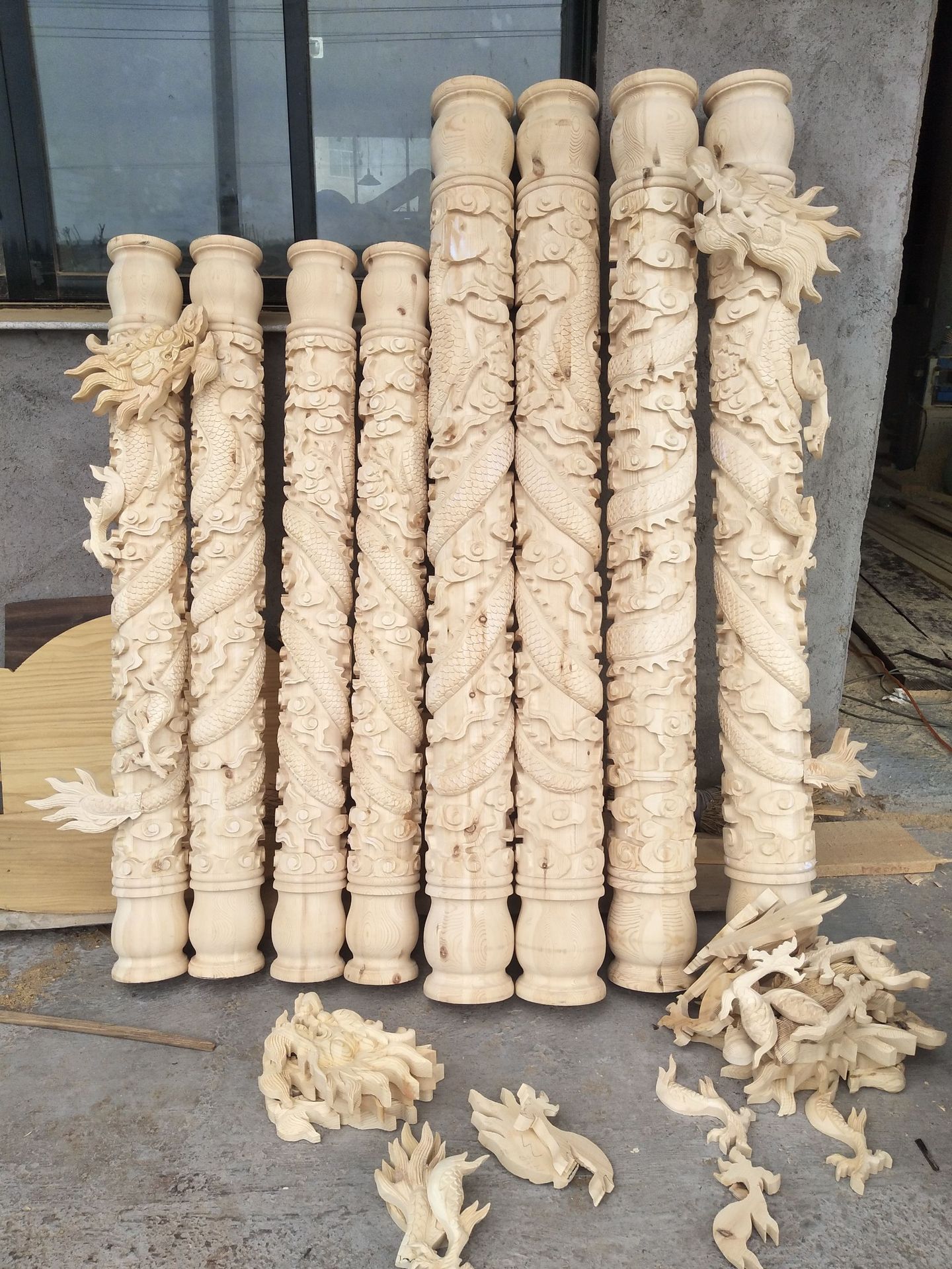 Dongyang Wood Carving Chinese Style Roman Column Dragon Column Dragon Column Solid Wood Carving Relief Wood Carving Decoration Chinese Carving Column