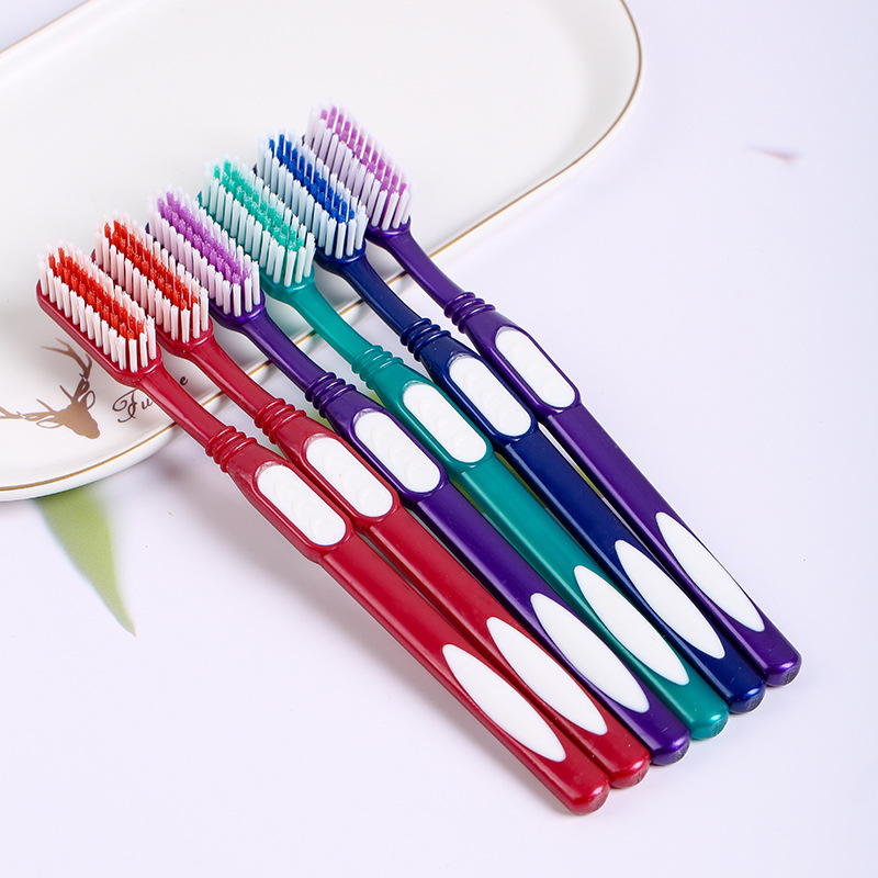 10支去渍尼龙硬毛加长刷头家庭装牙刷清洁牙结石成人中硬毛牙刷