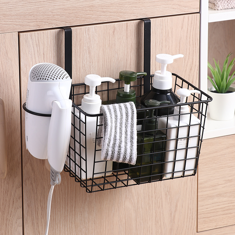 Wholesale Wrought Iron Hanging Basket, Punch-Free Bathroom Storage Rack Kitchen Cabinet Door Rack Storage Basket Wall Hanging Cabinet Door Storage