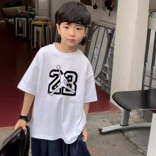 韩版童装男童短袖T恤夏季抗菌上衣夏装新款洋气儿童宽松白色T恤