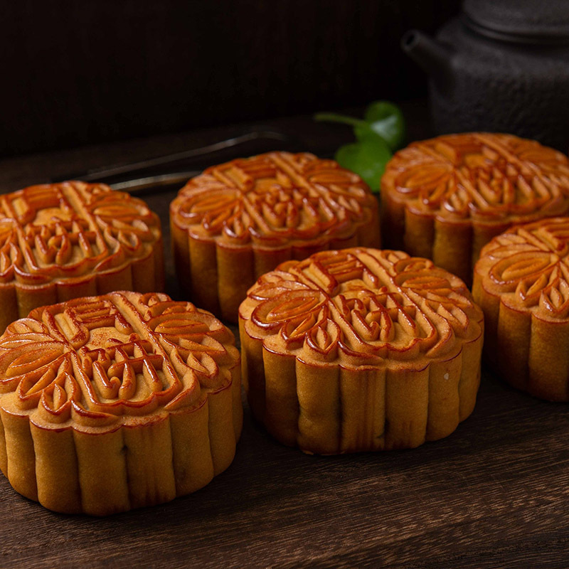 海鲜月饼 海参月饼翡翠海苔蟹肉干贝鱼翅月饼 中秋海鲜月饼可定制