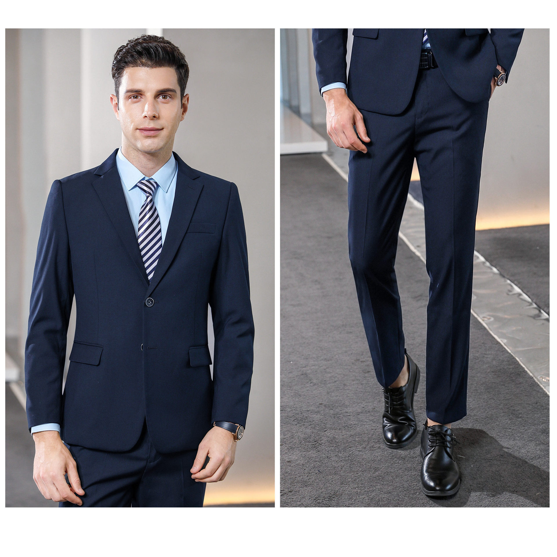 正品牌新款男式西服套装商务中年男士后中开叉职业装白领婚庆礼服