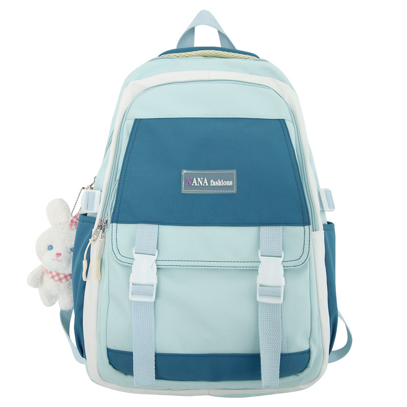 Factory Wholesale New Fashion Casual Backpack Korean Style Large Capacity Color Matching Backpack Japanese Middle School Student Schoolbag