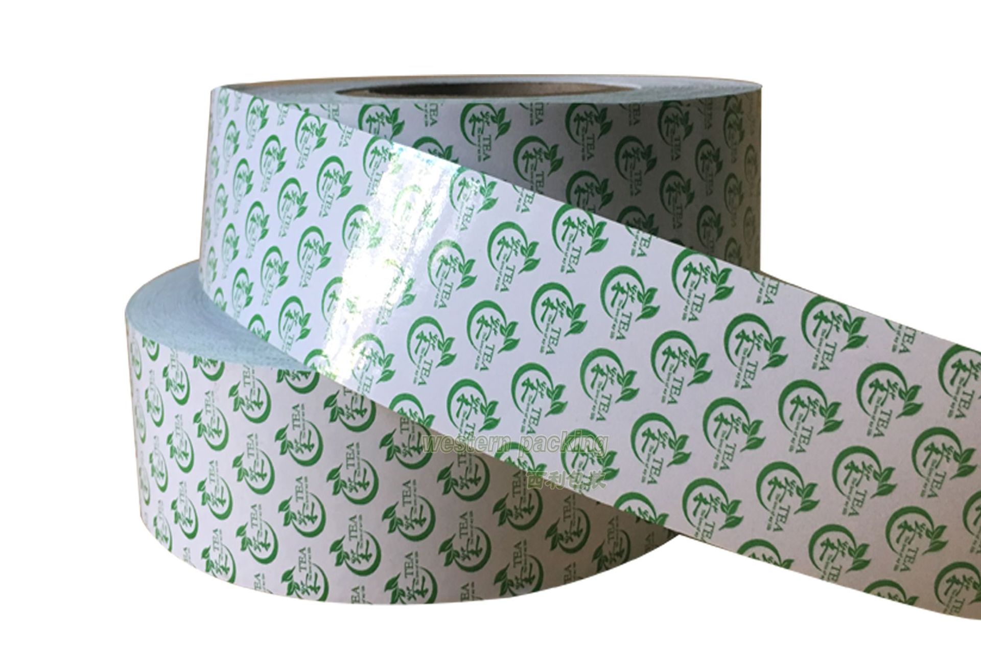 工厂定制袋泡茶热封型吊牌茶叶铜版纸标签卷膜茶叶包装机标签纸