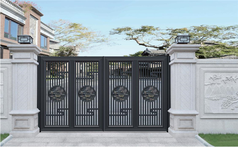 佛山厂家铝艺别墅庭院大门自建房电动防盗门铝合金入户平开双开门