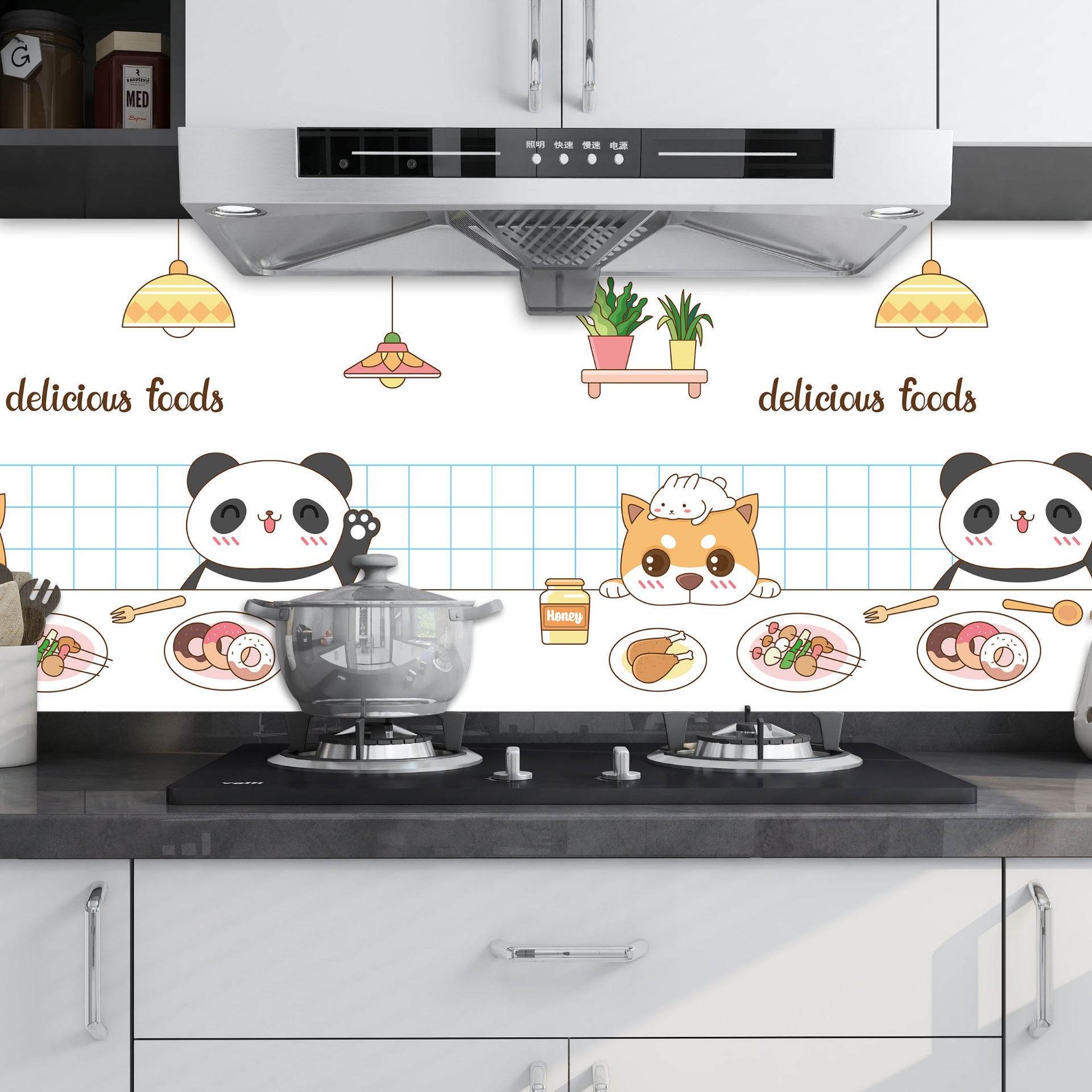 装饰厨房防水防油贴纸自粘式60宽卡通加厚墙贴耐高温灶台瓷砖贴纸