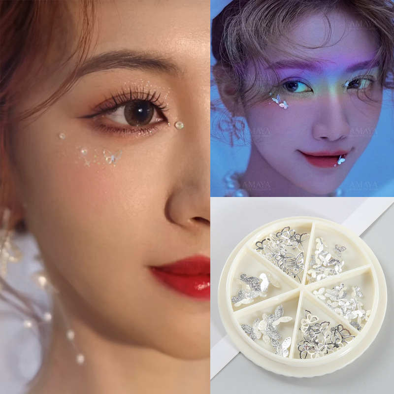 脸上贴饰品化妆钻贴脸儿童眼妆亮钻泪钻珍珠蝴蝶舞台妆演唱会脸贴