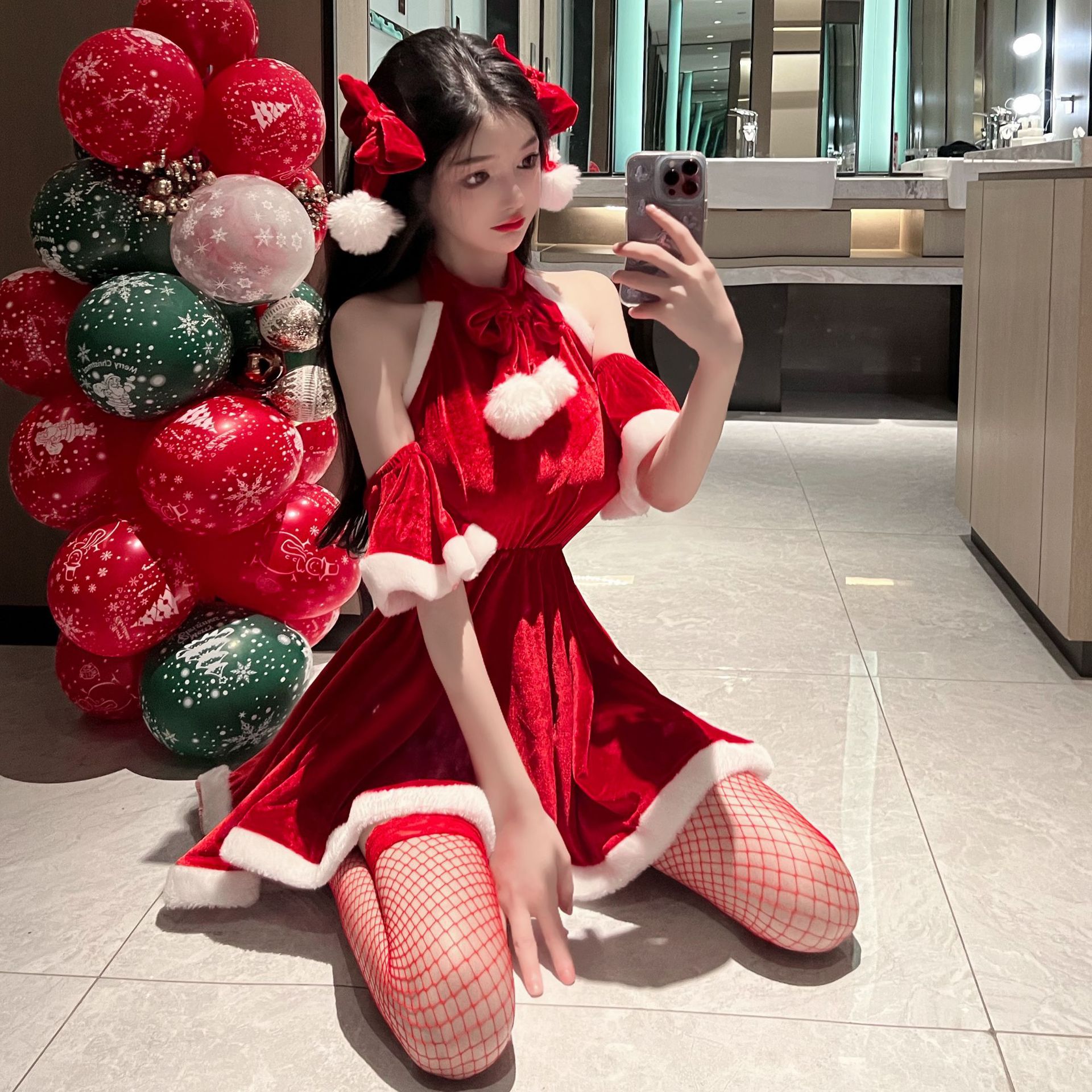 Adult Supplies New Autumn and Winter Women's Dress Sexy Christmas Hot Girl Uniform Passion Backless Sexy Lingerie