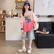 女大童夏装休闲套装2024新款韩版洋气小女孩洋夏季短袖短裤两件套