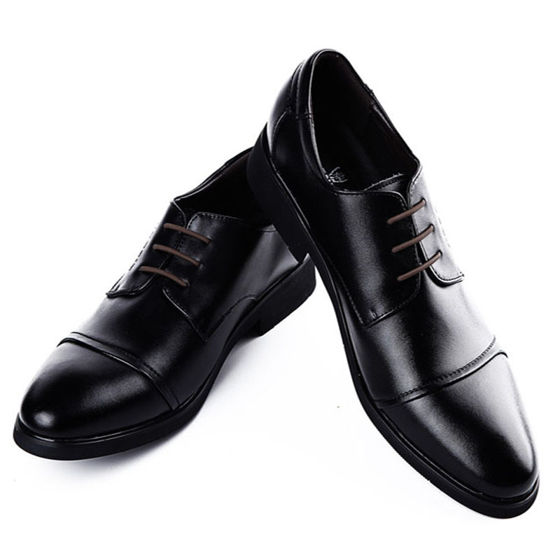 皮鞋男鞋带商务休闲懒人免系免绑鞋带弹力松紧圆棕色黑色细鞋带扣