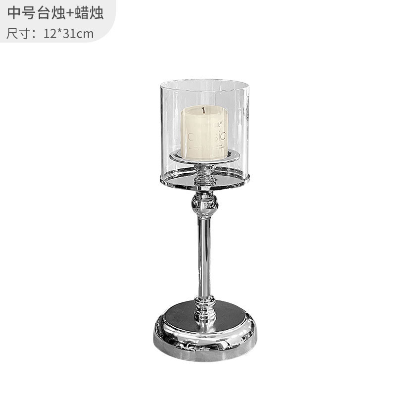 Retro Affordable Luxury Silver Candle Holder Aromatherapy Glass Candle Romantic Table Candlelight Dinner Domestic Ornaments