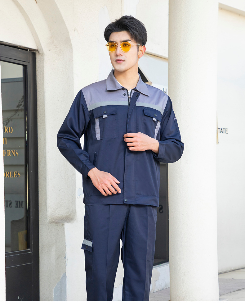 定制长袖劳保服涤棉材质建筑工人工作服劳保套装反光条焊工服现货批发