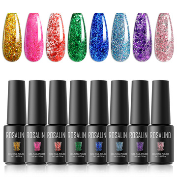 rosalind跨境新款美甲甲油胶套盒闪系8支色胶花窗系美甲胶美甲店