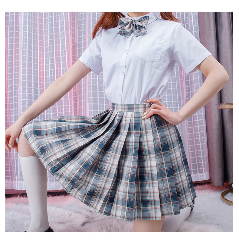咩咩一刀原创jk制服裙格裙正版全套日系学院风高腰百褶裙套装女夏