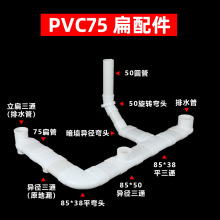 PVC排水扁管件75塑料椭圆配件卫生间改造马桶移位下水扁口排污管