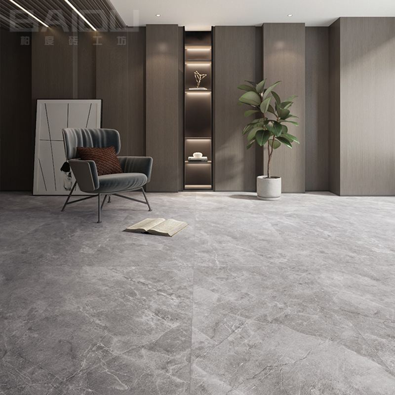 简约轻奢灰色云石纹柔光大理石瓷砖大规格750 1500别墅大地砖柔抛